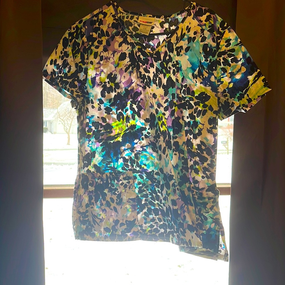 Colorful Cheetah print Scrub Top